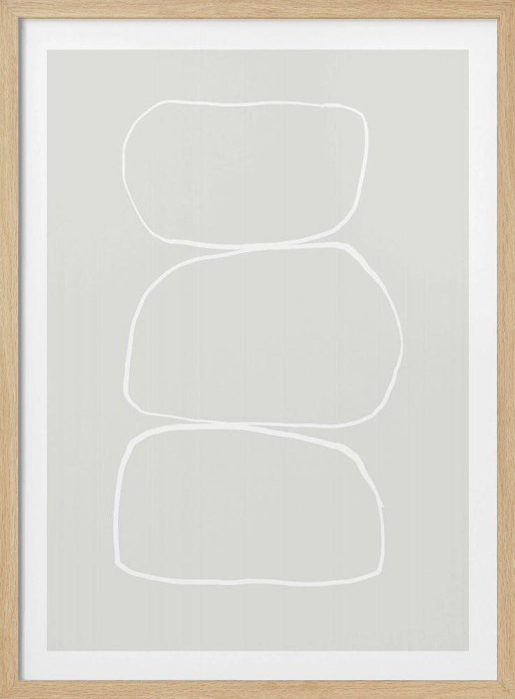 Drie met de hand getekende witte stenen | Poster
