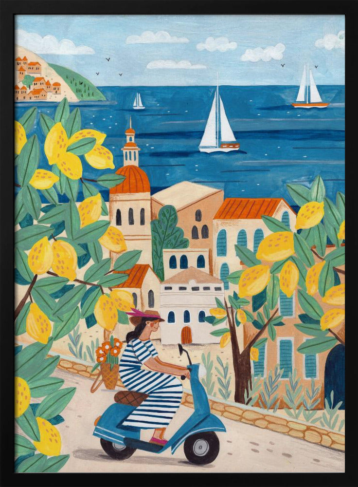 Reisposter vrouw aan de Amalfikust, Italië | Poster