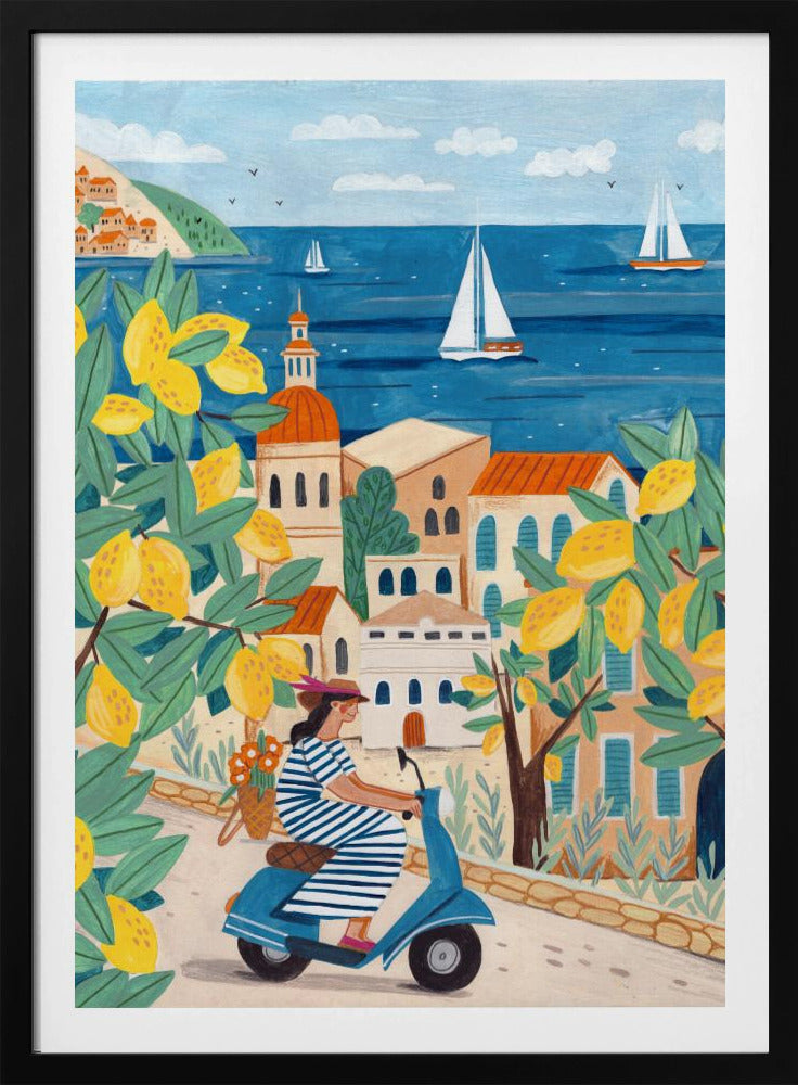 Reisposter vrouw aan de Amalfikust, Italië | Poster