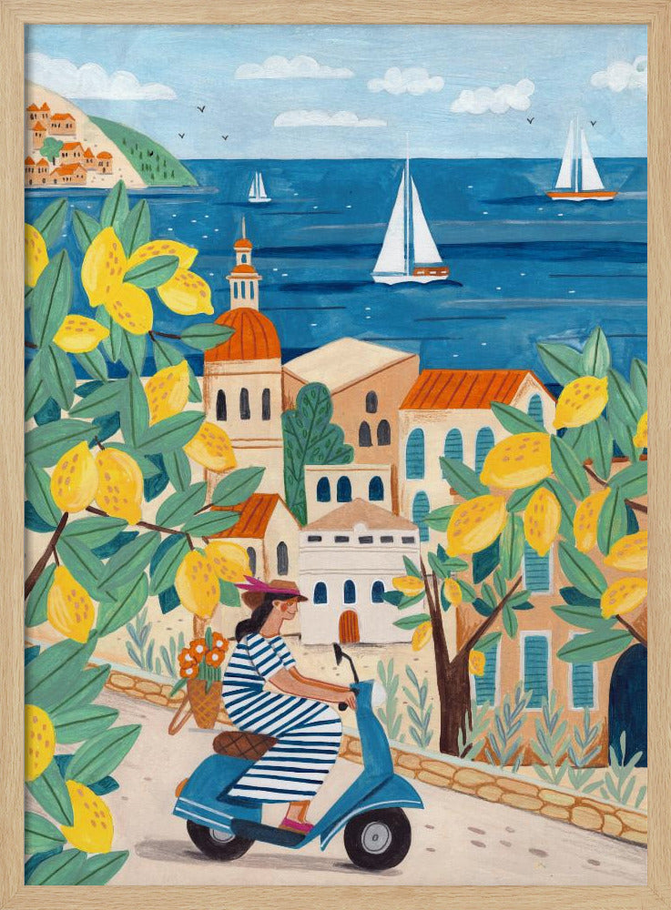 Reisposter vrouw aan de Amalfikust, Italië | Poster