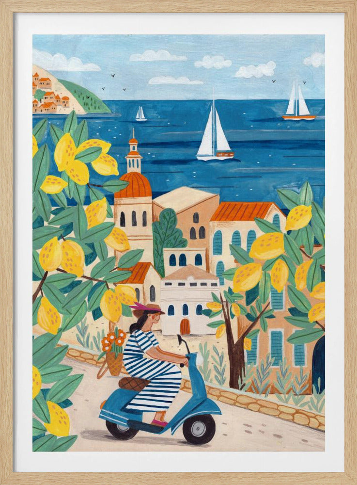 Reisposter vrouw aan de Amalfikust, Italië | Poster