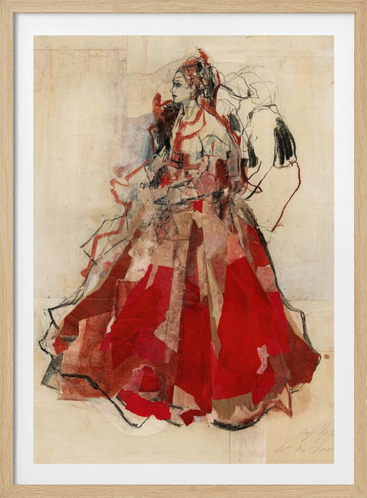 Woman in a Vibrant Red Dress | Poster