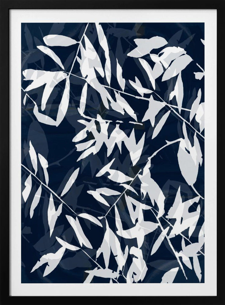 Marineblauwe witte bamboe 1 | Poster