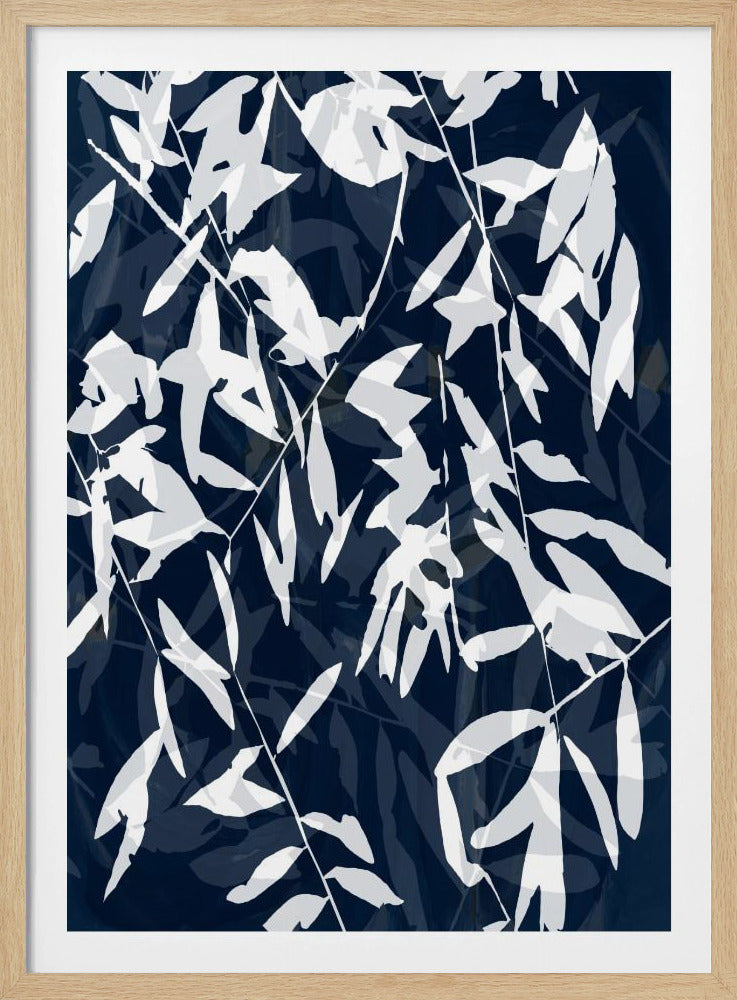 Marineblauwe witte bamboe 2 | Poster