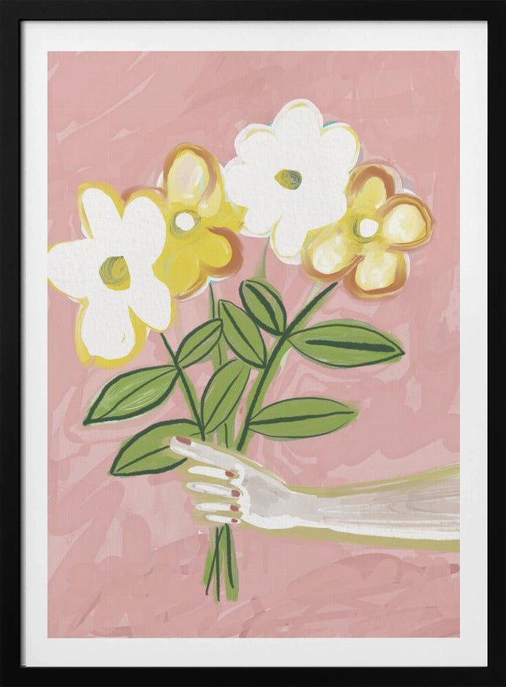 Bosje bloemen roze en geel | Poster