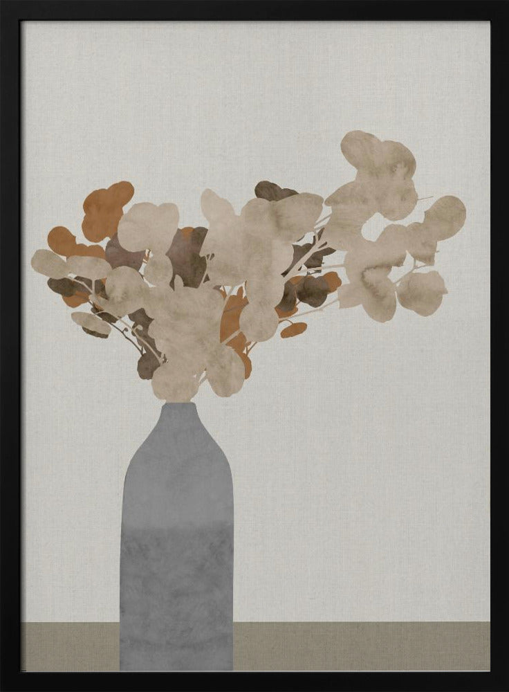 Roestbruine gedroogde bloemen in vaas op tafel 1 Jpg | Poster
