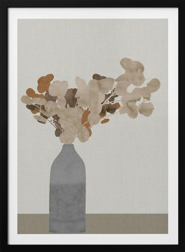 Roestbruine gedroogde bloemen in vaas op tafel 1 Jpg | Poster