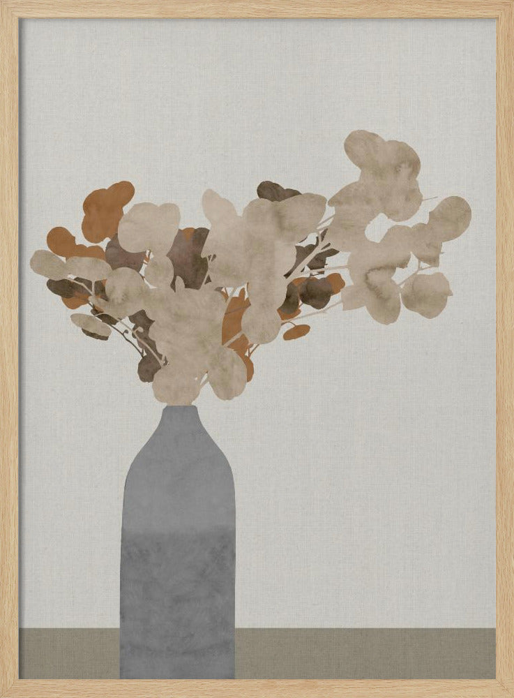 Roestbruine gedroogde bloemen in vaas op tafel 1 Jpg | Poster