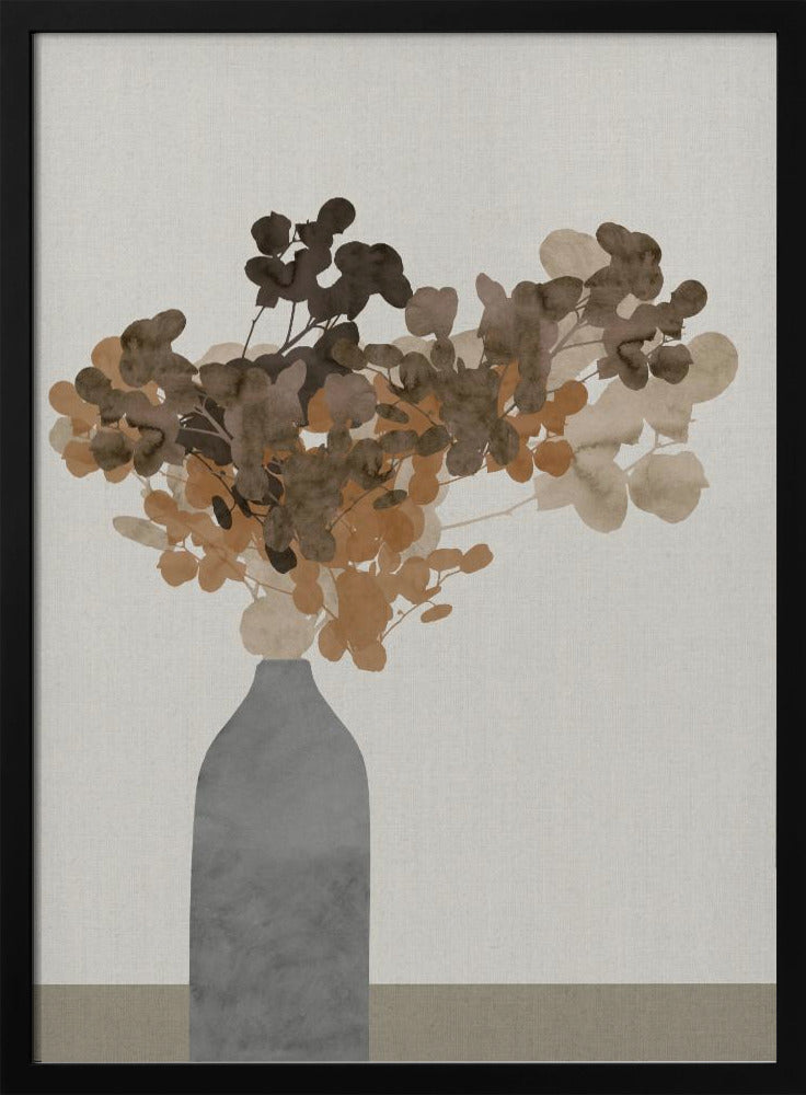 Roestbruine gedroogde bloemen in vaas op tafel 2 | Poster