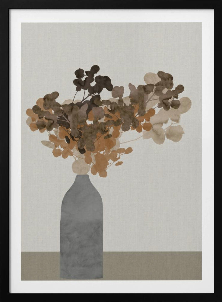 Roestbruine gedroogde bloemen in vaas op tafel 2 | Poster