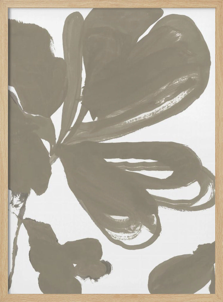 Reuzen Taupe Bloemen 1 | Poster