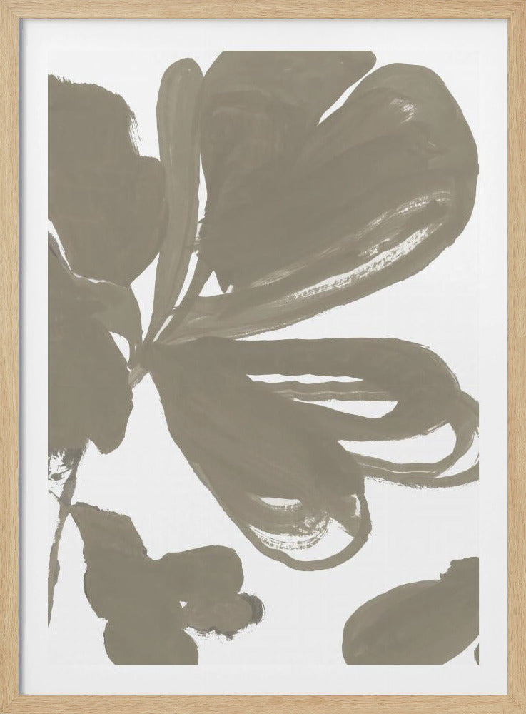 Reuzen Taupe Bloemen 1 | Poster