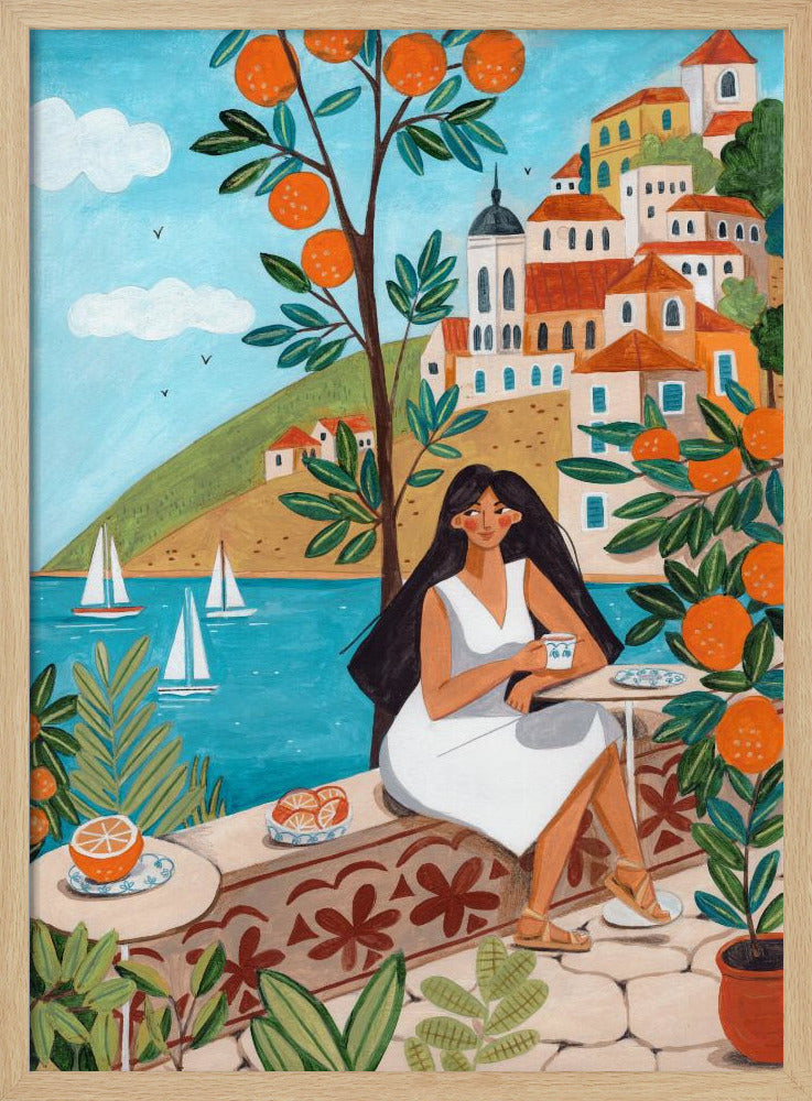Reisposter vrouw aan de Middellandse Zee | Poster