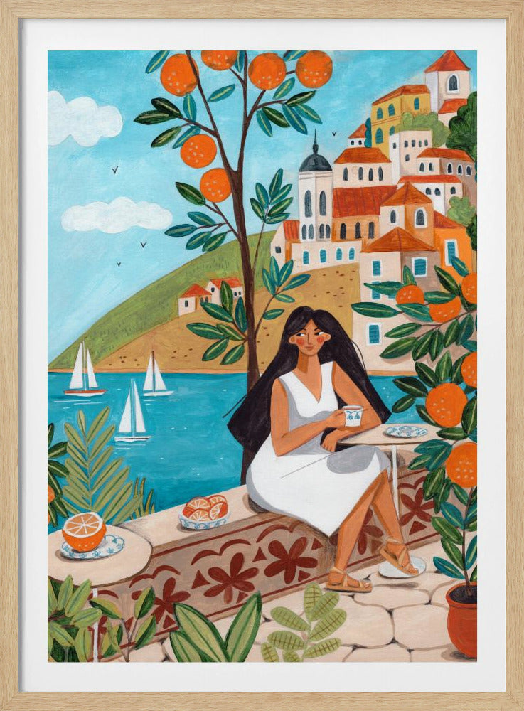 Reisposter vrouw aan de Middellandse Zee | Poster