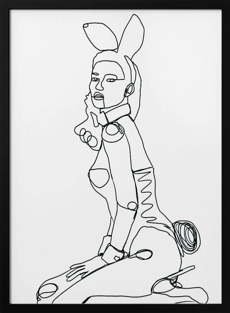 Line Drawing of Bunny Lady | Poster