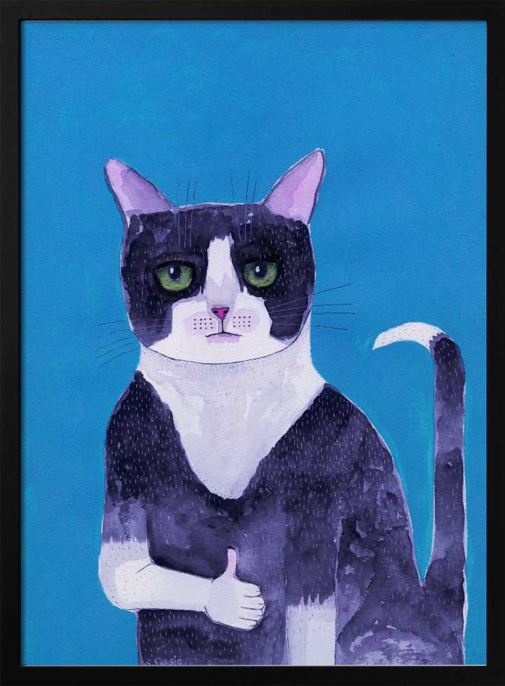 Kat duimen omhoog blauw | Poster