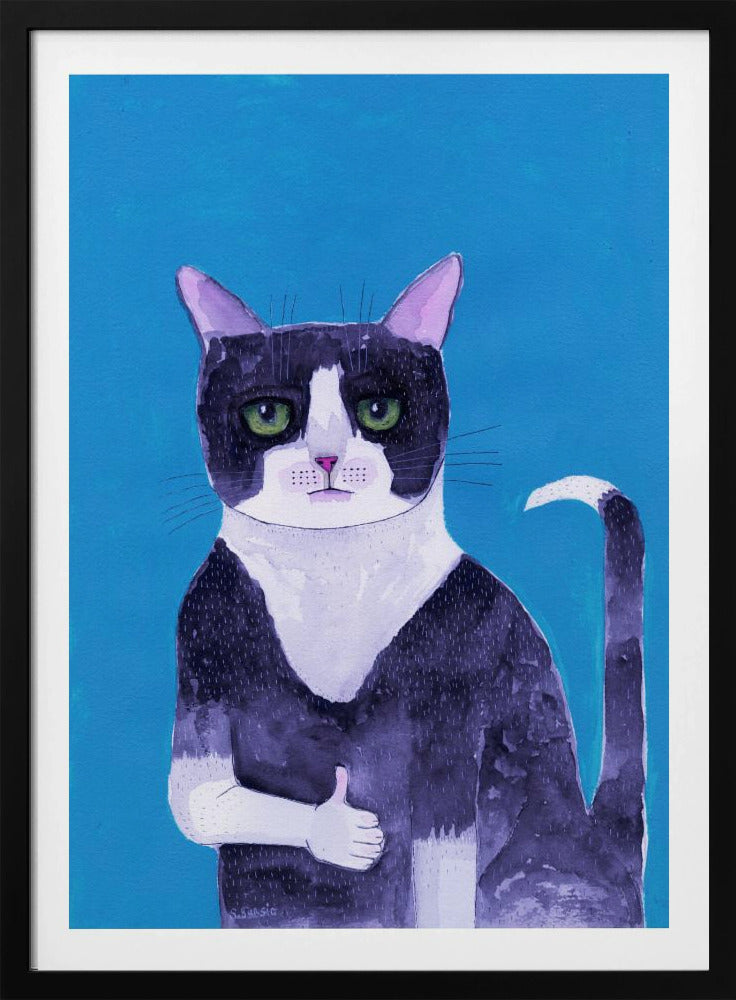 Kat duimen omhoog blauw | Poster