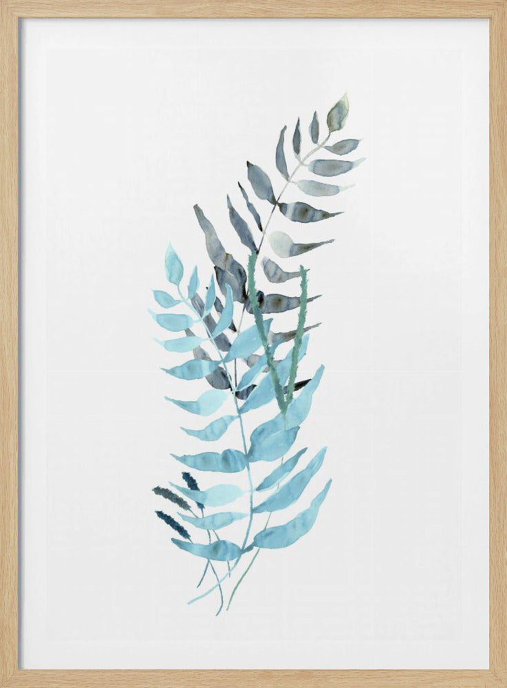 Blauwe aquarelbloemen 1 | Poster