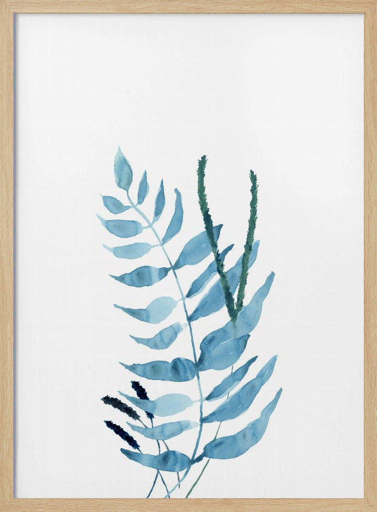 Blauwe aquarelbloemen 2 | Poster