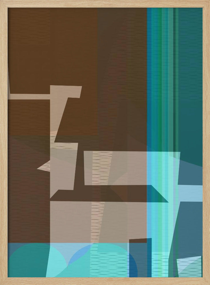 Bruin Blauw Geweven 1 | Poster