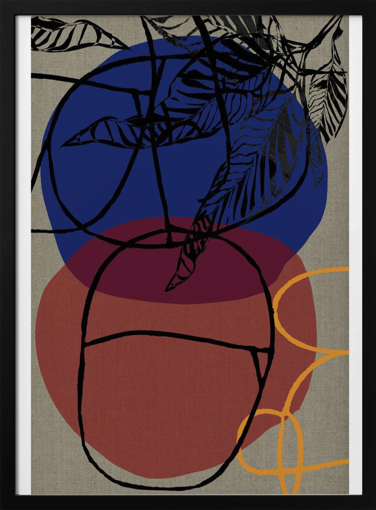 Houtsnede Blad Paars Blauw Rood Abstract 3 Finale | Poster