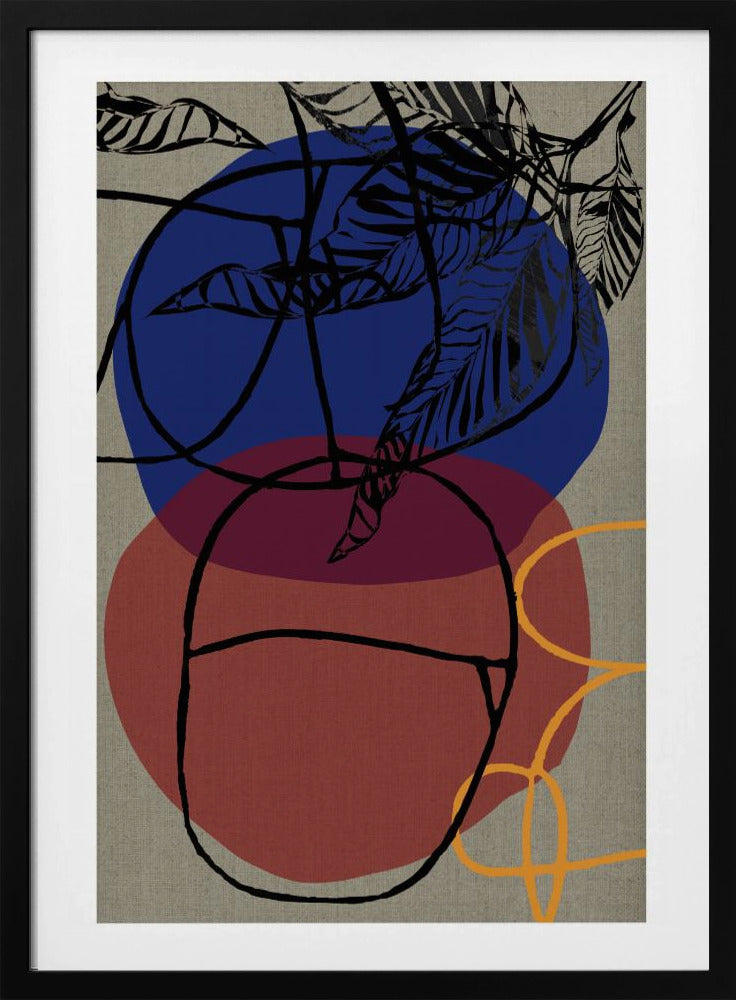 Houtsnede Blad Paars Blauw Rood Abstract 3 Finale | Poster