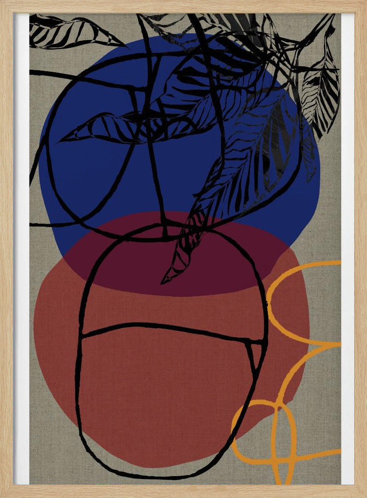 Houtsnede Blad Paars Blauw Rood Abstract 3 Finale | Poster