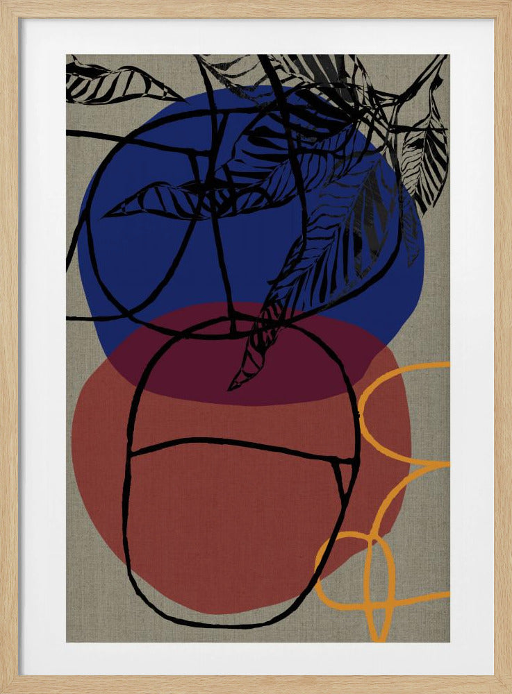 Houtsnede Blad Paars Blauw Rood Abstract 3 Finale | Poster