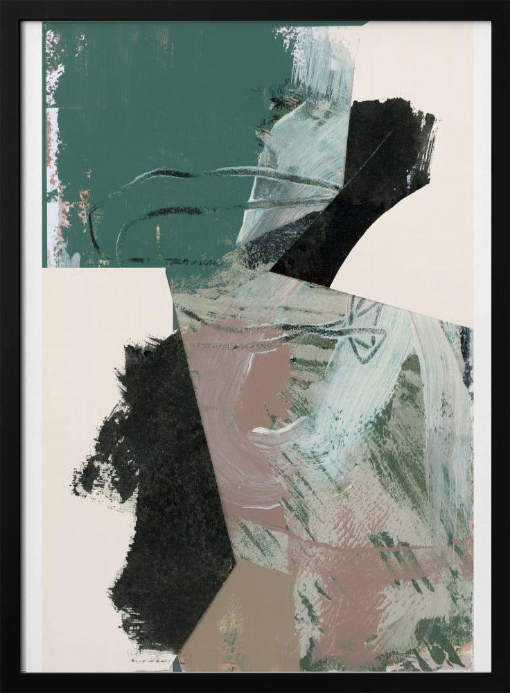 Groen Perzik Neutraal Zwart Abstract 1 | Poster