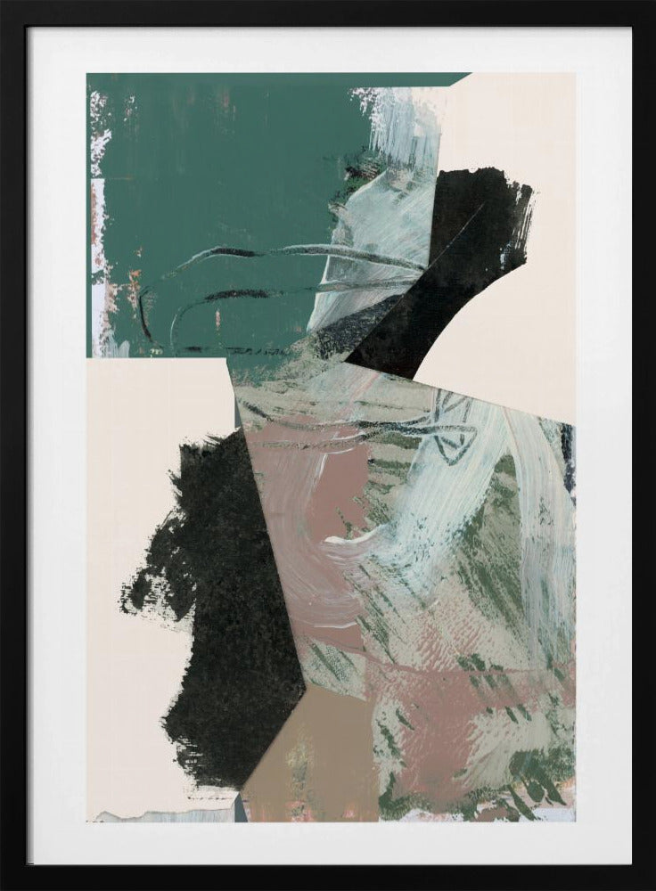 Groen Perzik Neutraal Zwart Abstract 1 | Poster