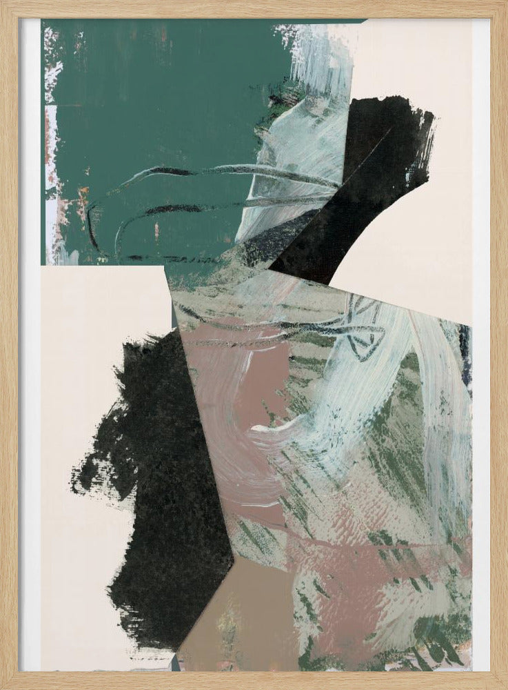 Groen Perzik Neutraal Zwart Abstract 1 | Poster