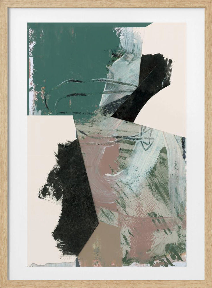Groen Perzik Neutraal Zwart Abstract 1 | Poster