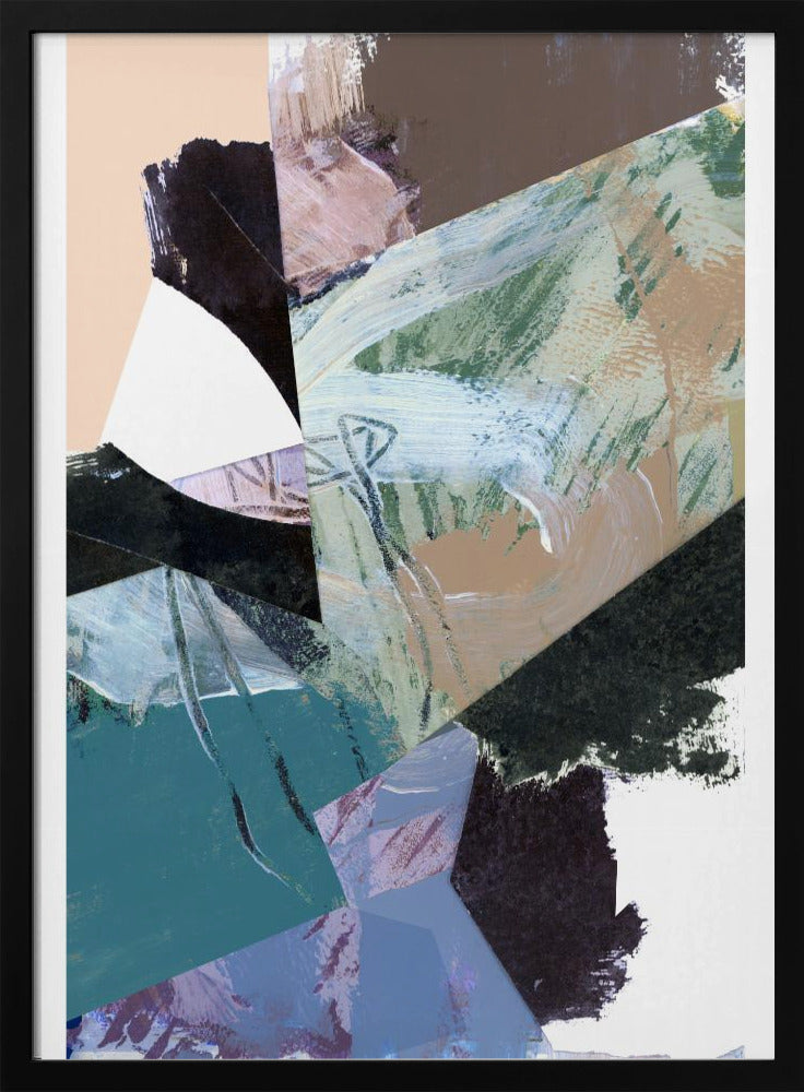 Blauw Zwart Neutraal Wit Abstract 2 | Poster