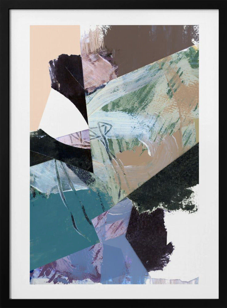 Blauw Zwart Neutraal Wit Abstract 2 | Poster