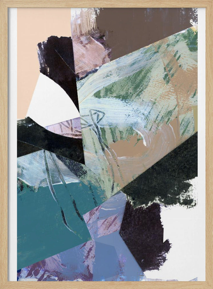 Blauw Zwart Neutraal Wit Abstract 2 | Poster