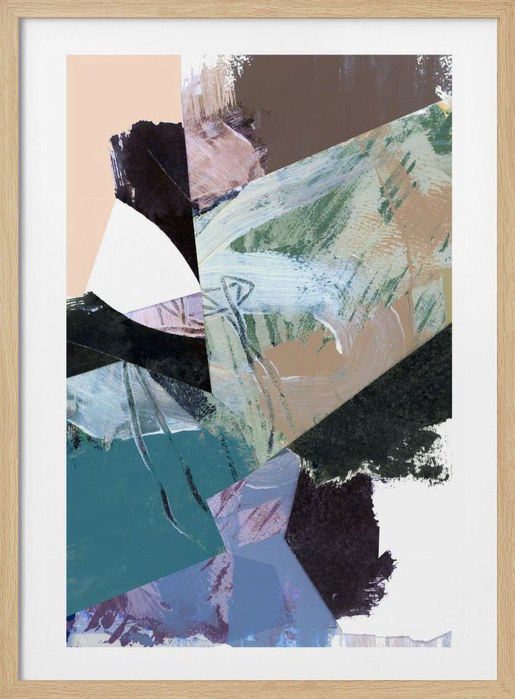 Blauw Zwart Neutraal Wit Abstract 2 | Poster