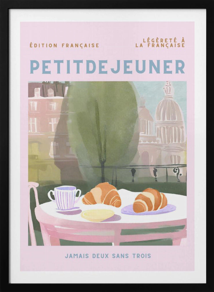 Petit Dejeuner, Croissants, Parijs, Pastell | Poster