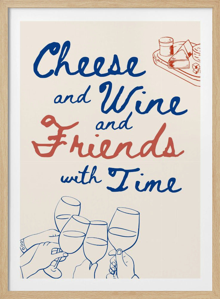 Kaas en wijn..., Tekst + Illustratie | Poster