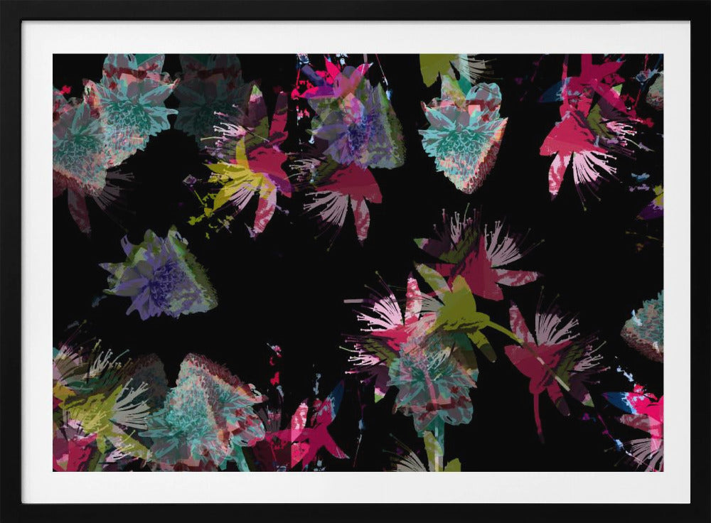 Neon bloemenmix | Poster