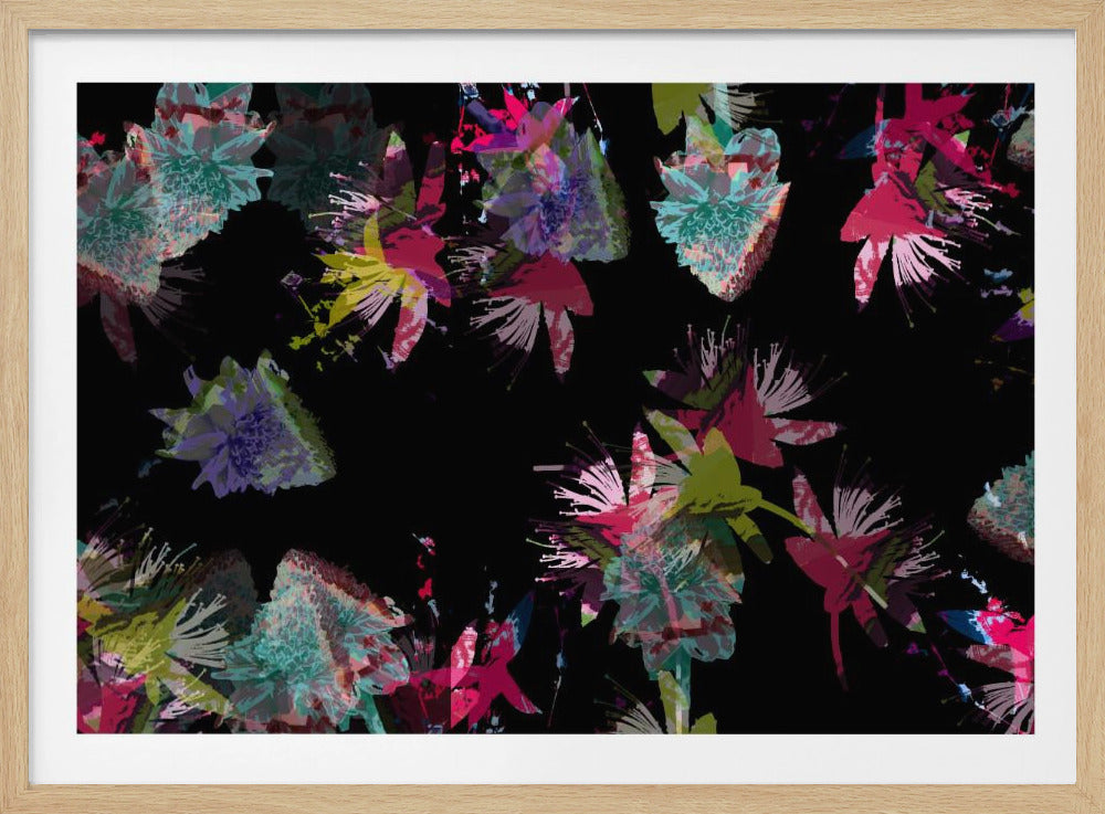 Neon bloemenmix | Poster