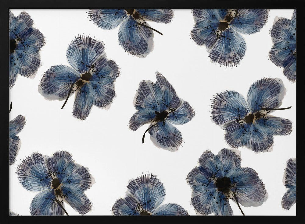 Marineblauwe bloemenmix | Poster