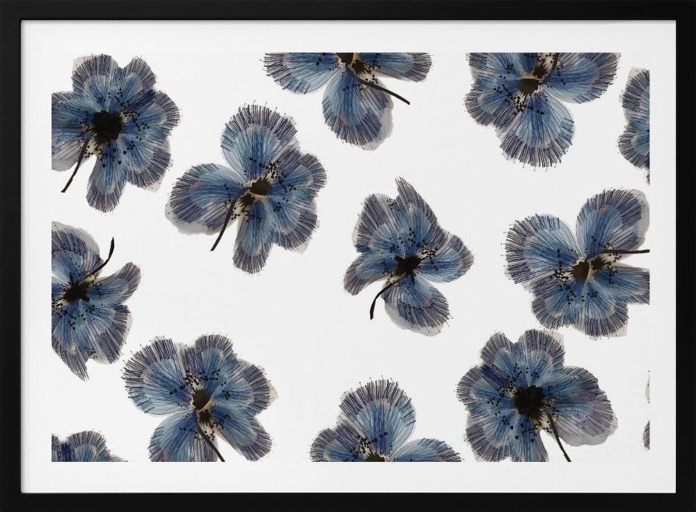 Marineblauwe bloemenmix | Poster