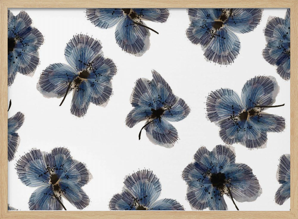 Marineblauwe bloemenmix | Poster
