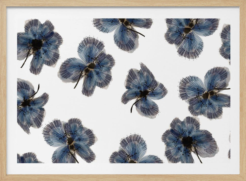 Marineblauwe bloemenmix | Poster