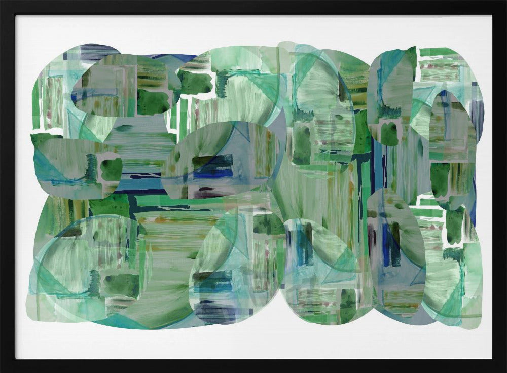 Groene cluster van abstracte vormen 1 | Poster