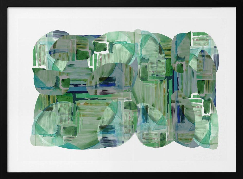 Groene cluster van abstracte vormen 1 | Poster