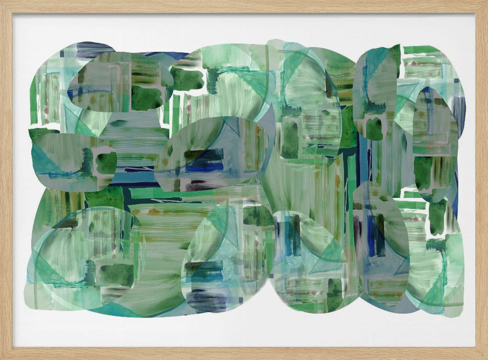 Groene cluster van abstracte vormen 1 | Poster