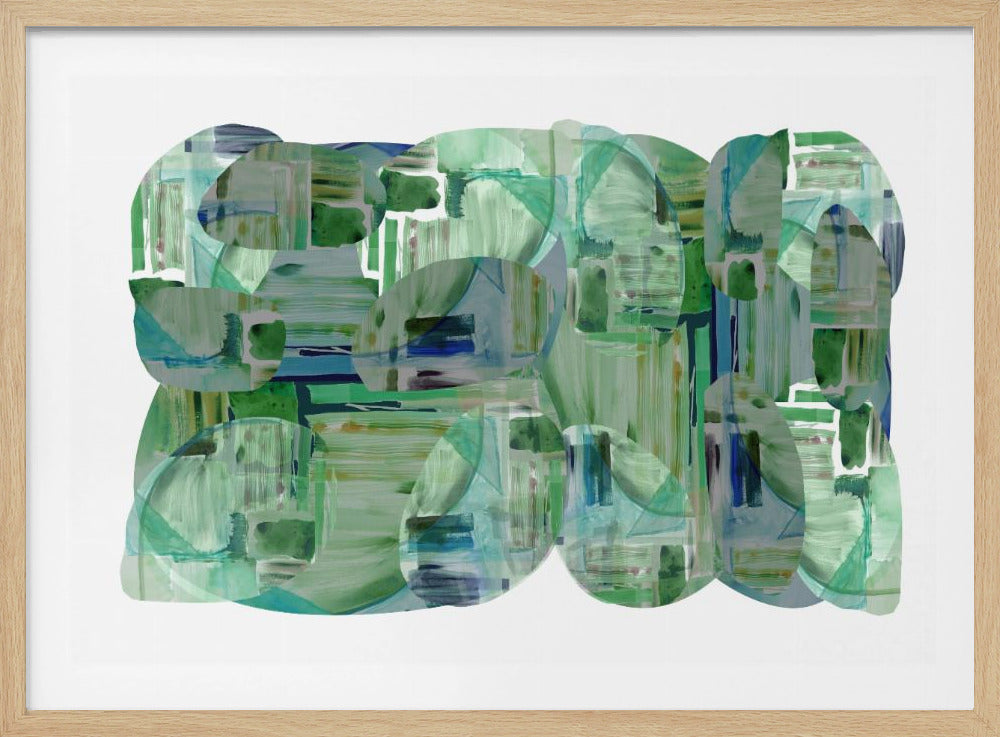 Groene cluster van abstracte vormen 1 | Poster