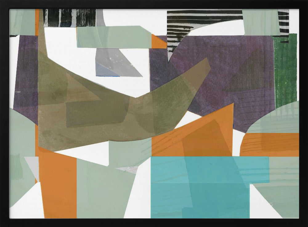 Oranje, Groen en Blauwe Tinten Abstract Hardedge 1 | Poster