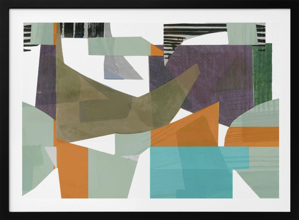 Oranje, Groen en Blauwe Tinten Abstract Hardedge 1 | Poster